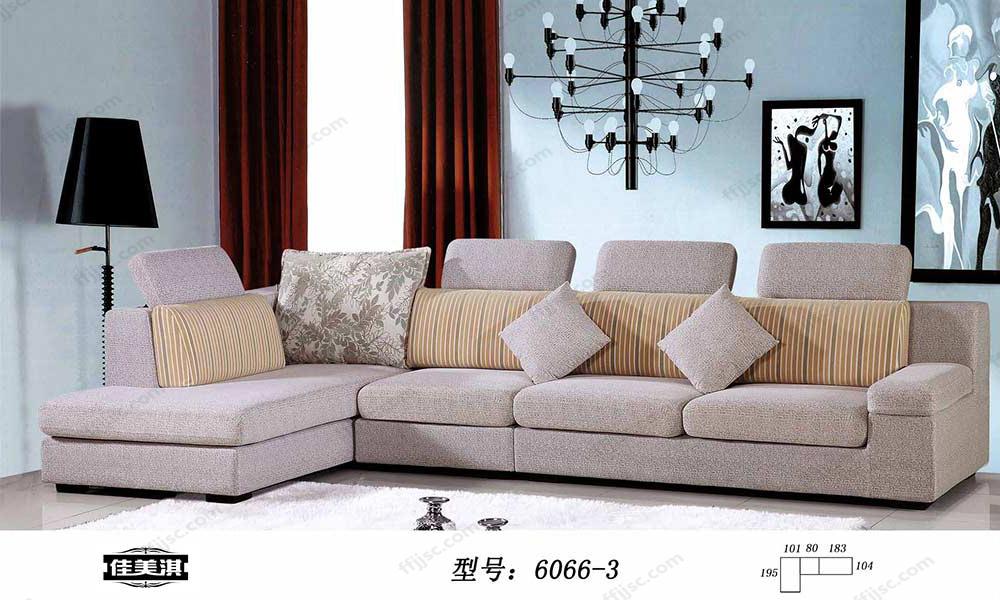 现代简约时尚全实木框架L型布艺沙发 6066-3