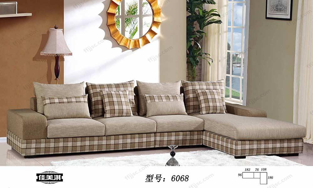 现代时尚全实木框架L型布艺沙发 6068