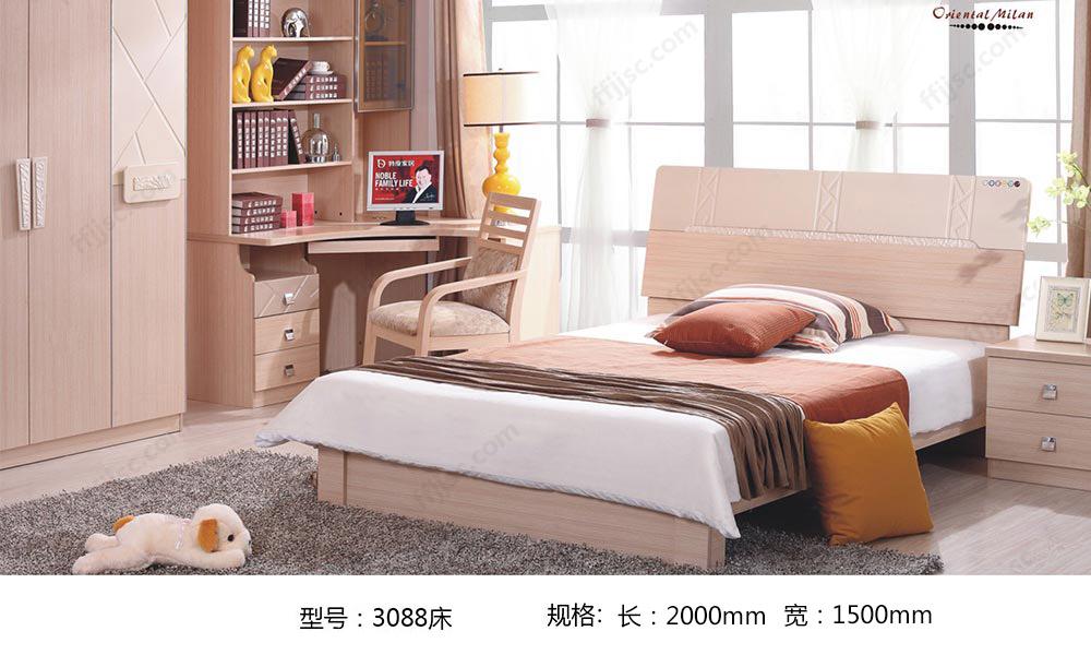 现代风格时尚简约1.5米板式床 3088