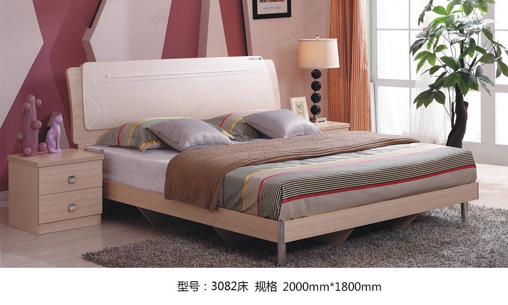 现代风格高端时尚1.8米双人板式床 3082