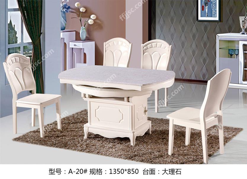 现代风格大理石台面亮光实木餐桌一桌六椅组合 A-20#