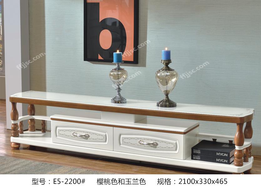 现代风格钢化玻璃樱桃色+玉兰色桌面电视柜E5-2200#