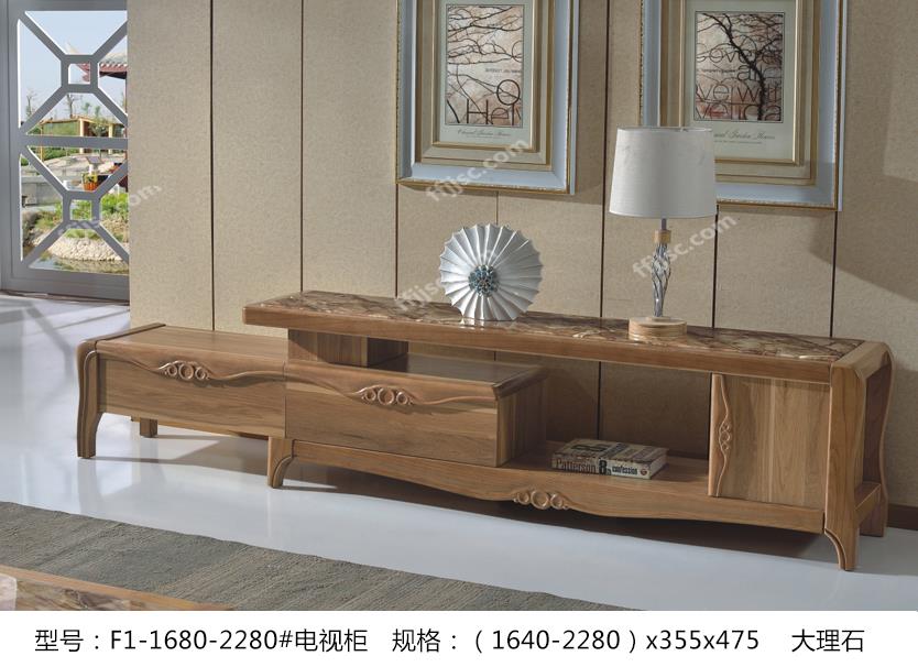 现代风格大理石木色桌面可伸缩电视柜F1-1680-2280#