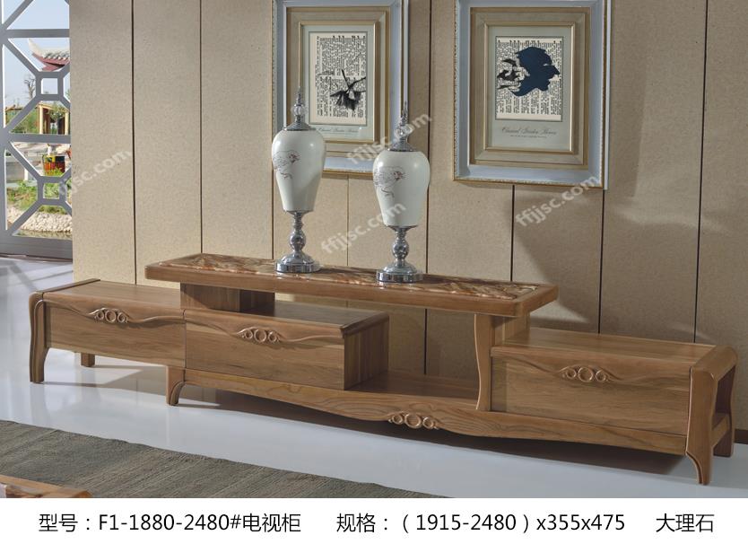 现代风格大理石木色桌面可伸缩电视柜F1-1880-2480#