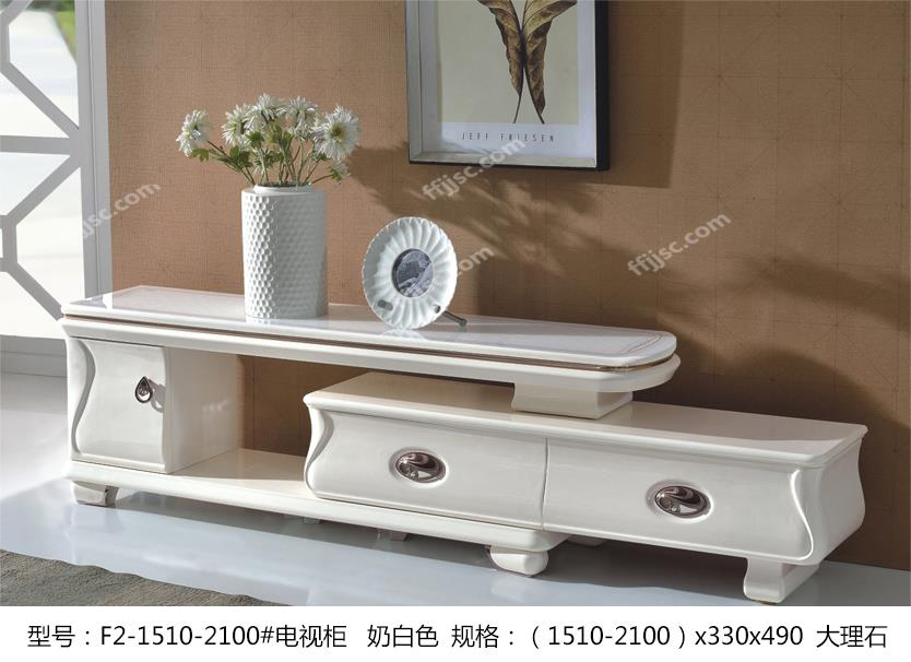 现代风格大理石奶白色桌面可伸缩电视柜F2-1510-2100#