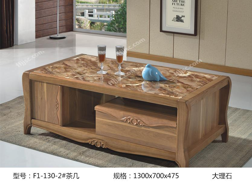 现代风格大理石木色桌面茶几F1-130-2#